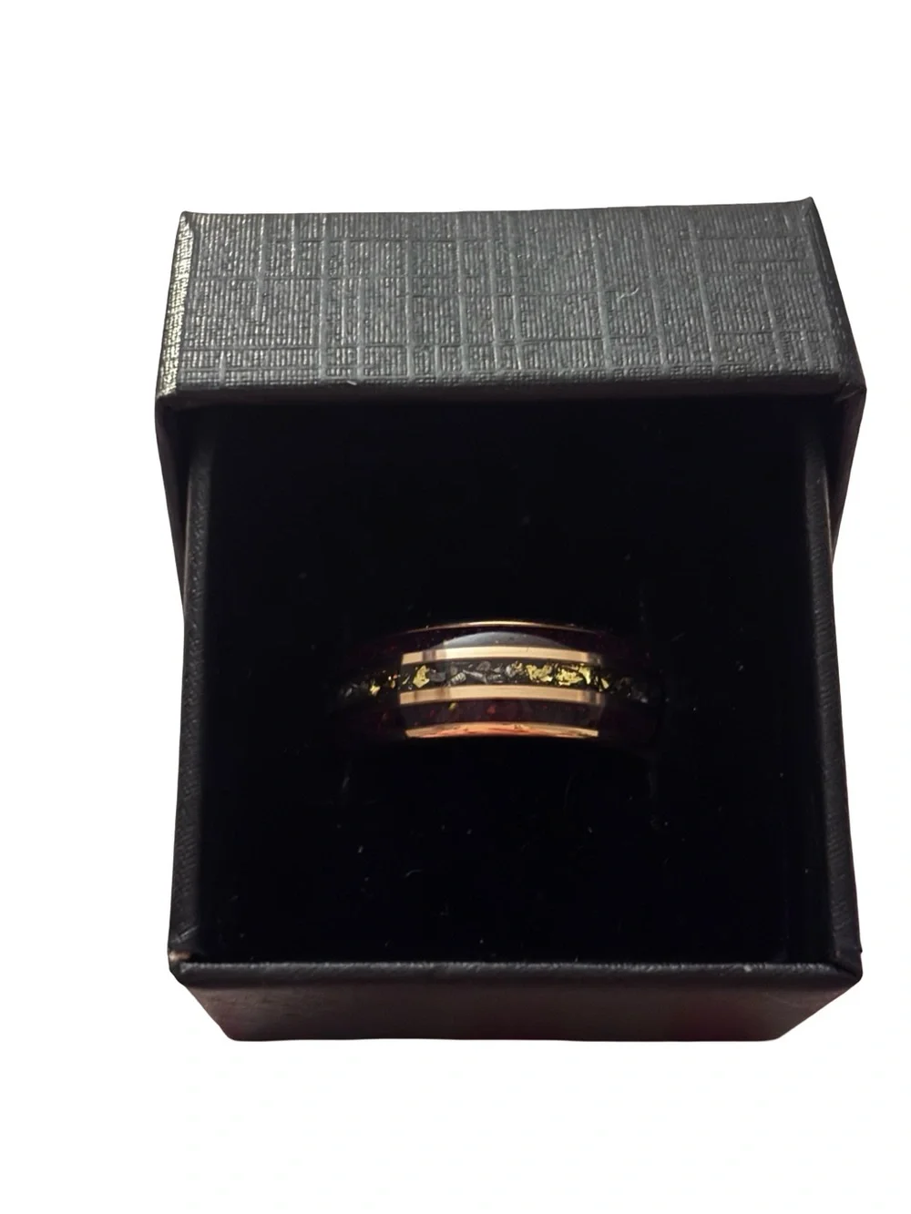 Stunning Rose Gold & Meteorite Inlay Ring Secret 